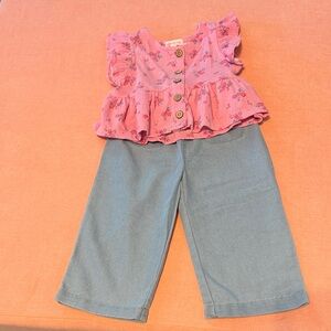 Floral Pink and Blue Kids Matching Set